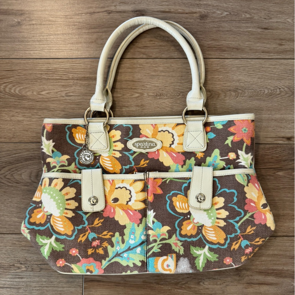 Retired Pattern Spartina 449 Tote with 🌸 Floral 🌸 Accents Great Condition